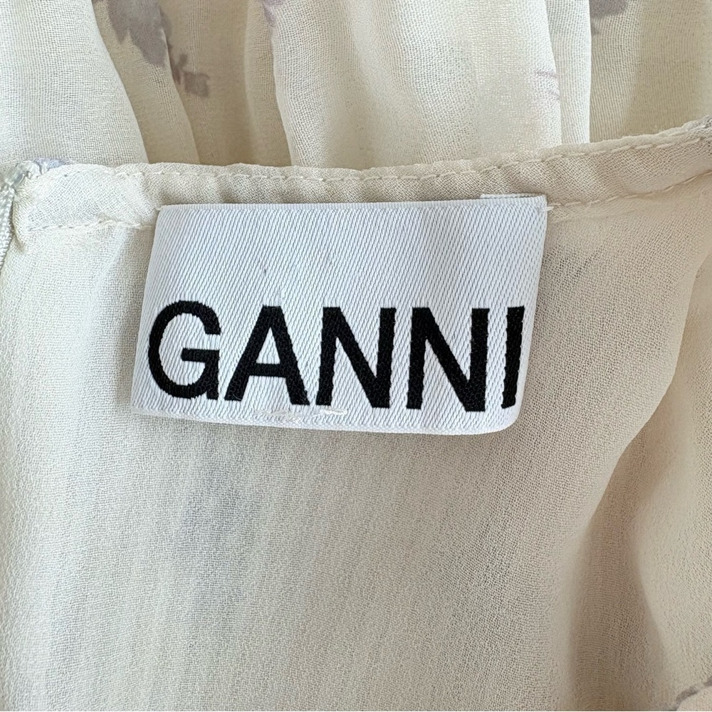 Ganni Floral Pleated Georgette Mini Dress - Picture 9 of 12